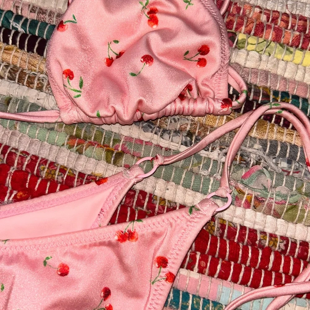 PacSun Pink Cherry Print Bikini Top and Bottoms - Picture 3 of 5